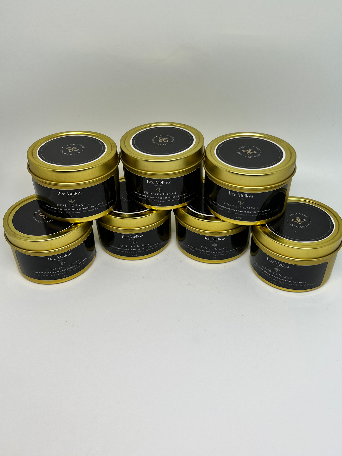 7 Chakra Beeswax and Essential Oil Candle Bundle - 4oz