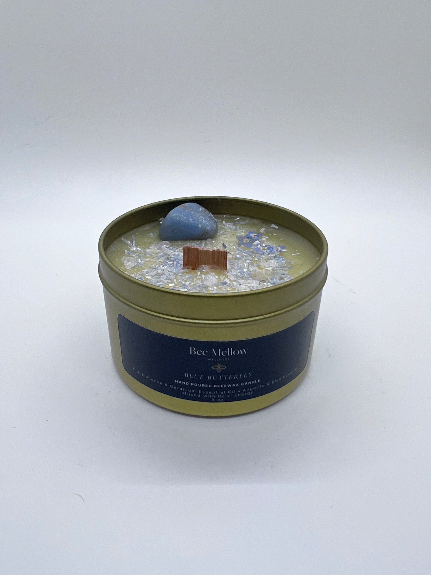 Blue Butterfly Beeswax and Essential Oil Memorial Candle